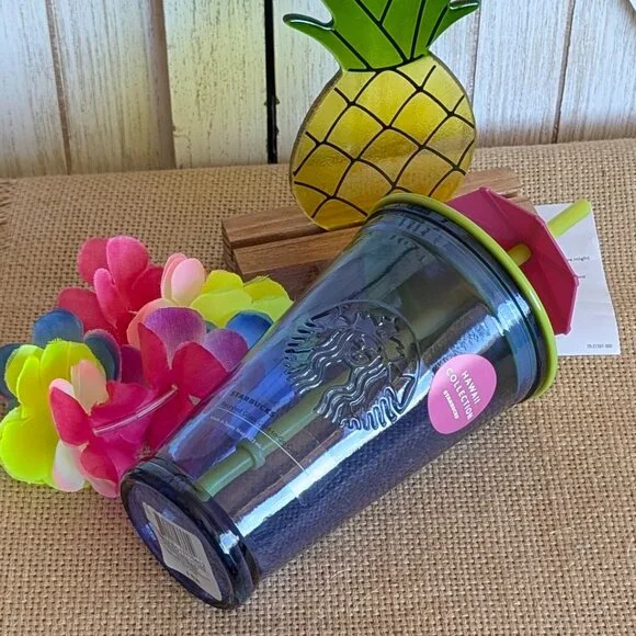 🌺 Starbucks Tumbler Hawaii Exclusive Collection Glass Cold Cup with Umbrella - Picture 5 of 8